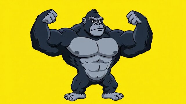 Animated Gorilla Flexing Muscles.