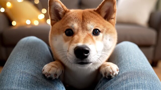 膝に乗ってくるかわいい愛犬