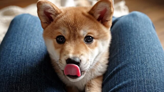 膝に乗ってくるかわいい愛犬