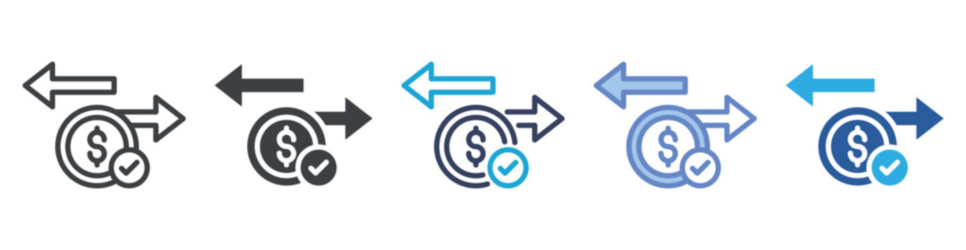 Transaction icon set multiple style collection