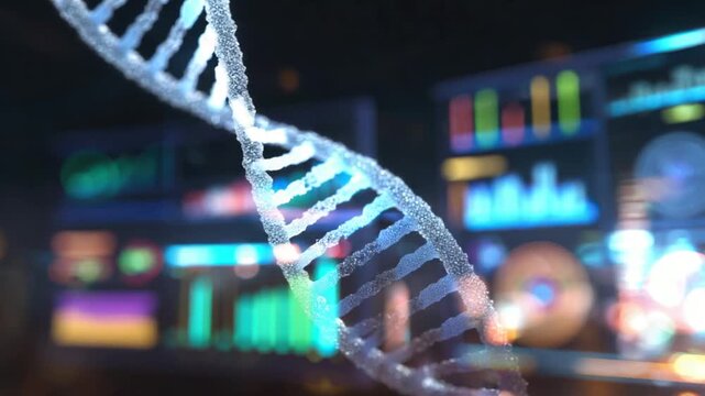 DNA Helix Structure with Blurred Laboratory Background.