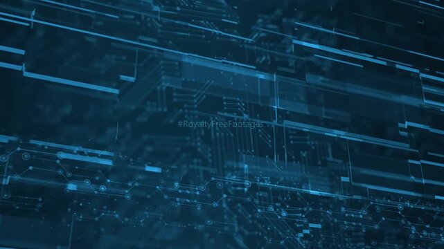 Futuristic blue digital technology background with binary code and circuit patterns