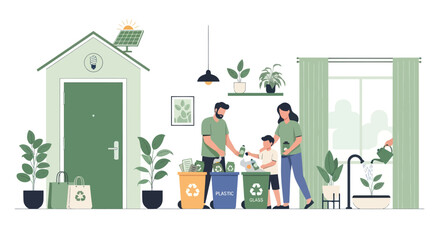 eco friendly family recycling at home