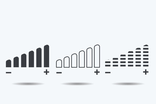 Audio volume level control icon set.