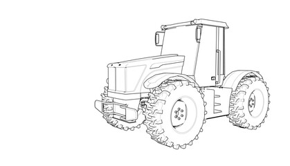 Obraz premium tractor graphic sketch 3d illustration 