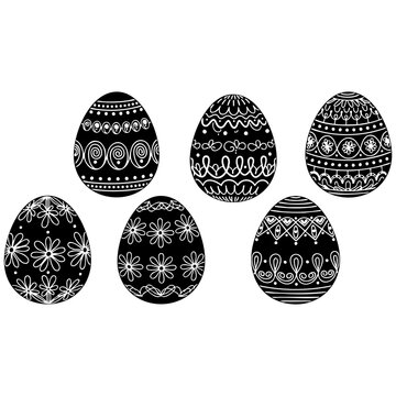 Cute Easter Bunny with Decorated Eggs Vector Illustration