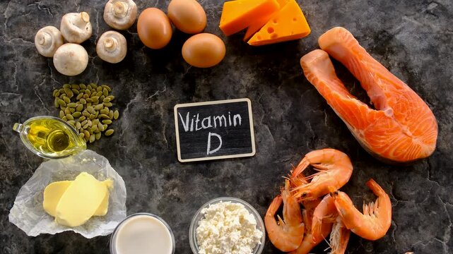 Foods containing vitamin D and omega 3. Selective focus. Food.