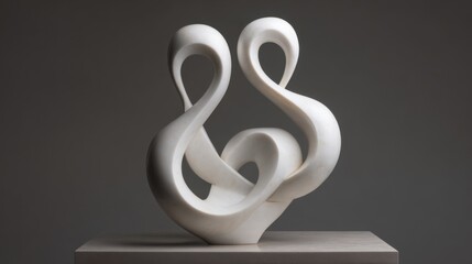 Obraz premium Abstract white sculpture symbolizing unity and connection, elegantly intertwined in a modern art form