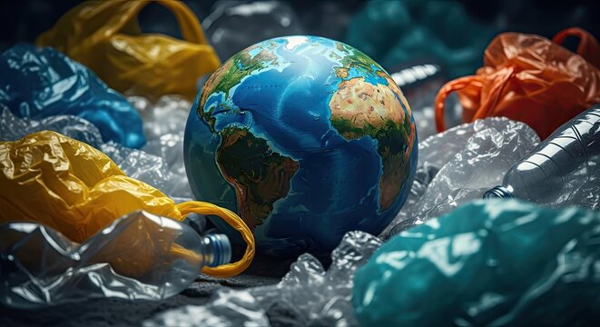 Earth day awareness melting planet earth amidst plastic pollution