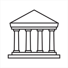 Bank Building Line Icon Financial Institution Vector, Bank, Bank Building, Court, Building Illustration