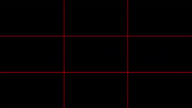 rule of thirds grid for framing and composition for film, video, photography and cinematography image making guide frame camera guide markings overlay 4K animation with alpha channel 