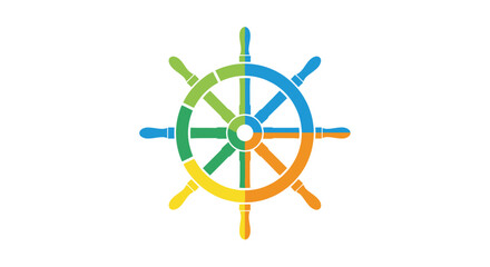 Obraz premium Colorful ship s wheel illustration on a white background