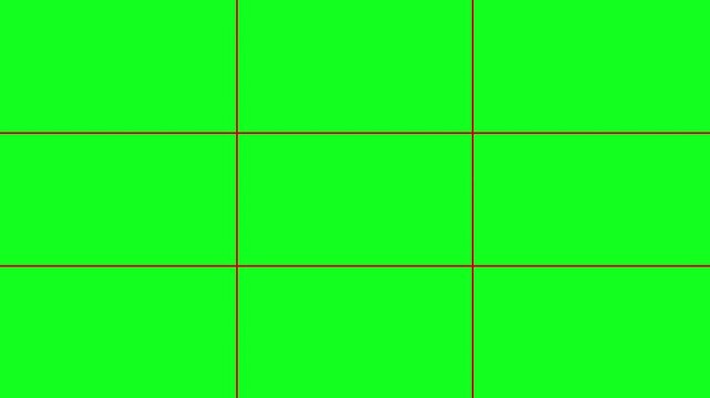 rule of thirds composition and framing grid guide frame gridlines used for photography, cinematography, film, video and art images 4K on screen video assist guides overlay with green screen chroma key