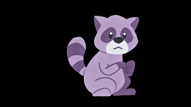Cute Purple Cartoon Raccoon Character Illustration