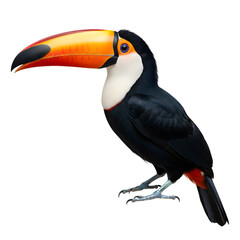 Obraz premium A toucan with large colorful beak isolated on white or transparent background