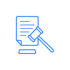 AI Governance Legal Document and Gavel Flat Icon