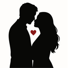 Romantic couple sharing tender moment with heart