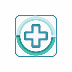 Obraz premium Healthcare symbol representing medical care, wellness, and health services with a plus sign and circular elements