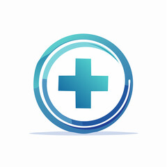 Fototapeta premium Modern blue gradient plus sign icon within a dynamic circular frame, symbolizing health, addition, and positive growth for digital applications