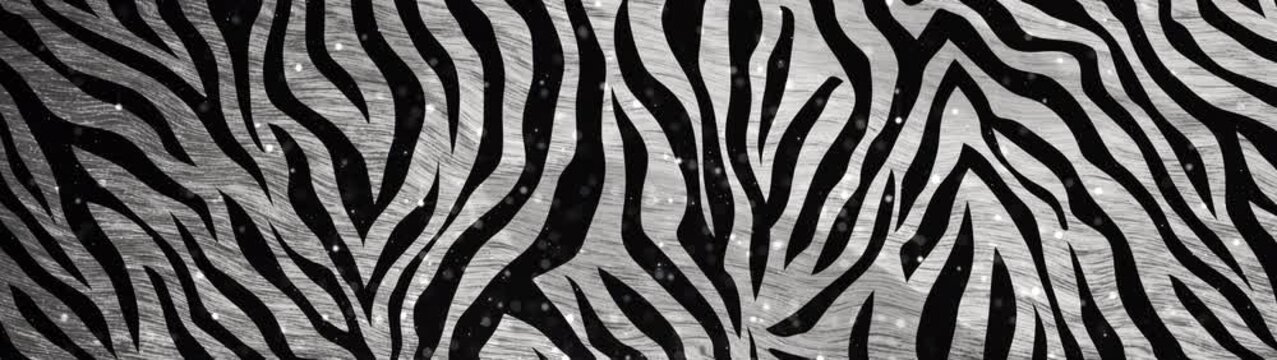 Monochrome Zebra Print Background with Elegant Shimmering Particles and Stardust