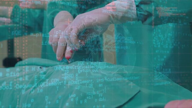 Animation of data processing over surgeons during surgery