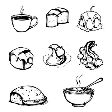 Cozy Hand-Drawn Food & Beverage Icon Suite
