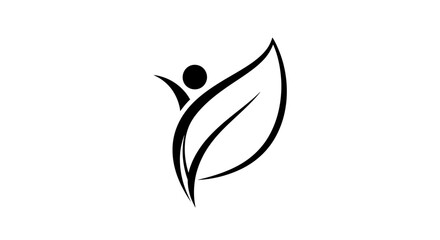 Fototapeta premium Abstract Human Figure Integrated with Leaf Symbolizing Health, Nature, and Growth, Isolated White Background