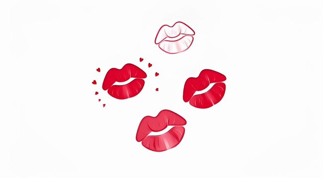 Stylized red lips arranged in a pattern against a white background