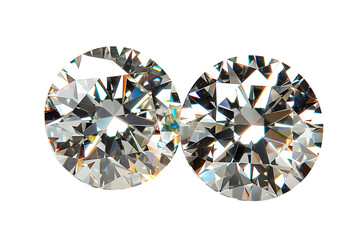 Pair of brilliant cut diamond earrings sparkling with clarity and precision on white background luxury jewelry