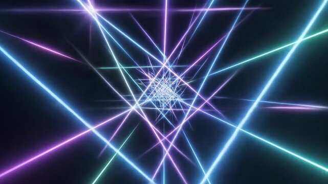 An energetic and vibrant abstract image featuring dynamic light trails. Ideal for representing futuristic concepts, innovation, and high-tech backgrou