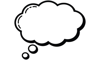 Fototapeta premium Simple cartoon speech bubble or thought bubble with empty space for text or graphic inside on a white background, ideal for comics and illustrations.