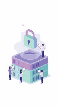 Cybersecurity team protecting sensitive data on secure servers. Digital privacy and network security concept with people managing information technology infrastructure.
