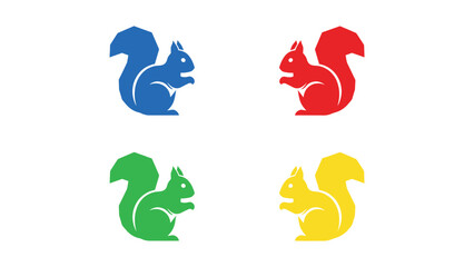 Naklejka premium Colorful cartoon squirrels in vibrant primary and secondary colors
