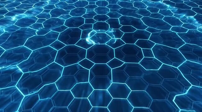 Dark blue hexagonal pattern with glowing connections