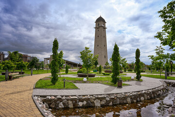 Fototapeta premium Tower of Concord in Silk Road Park of Magas, Ingushetia Republic of Russia