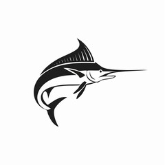 Obraz premium Elegant black and white marlin fish vector illustration for fishing enthusiasts