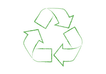Fototapeta premium Símbolo de reciclaje verde con trazo de estilo dibujo a mano