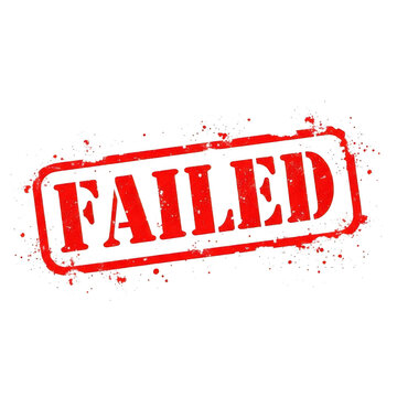 Red 'failed' stamp with grunge effect, isolated on transparent background