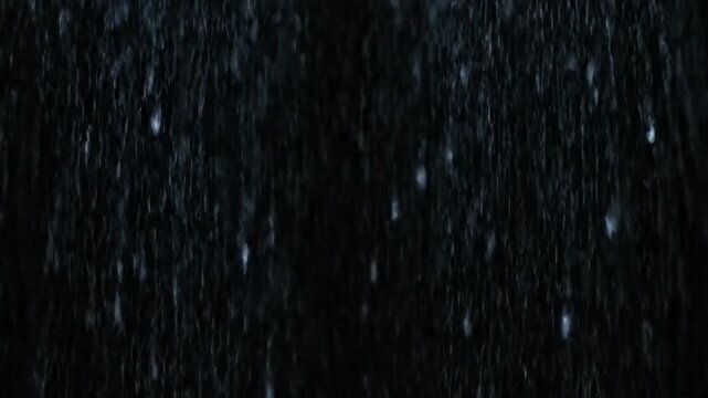 Rainy Night Scene with Water Droplets Falling Down Slowly