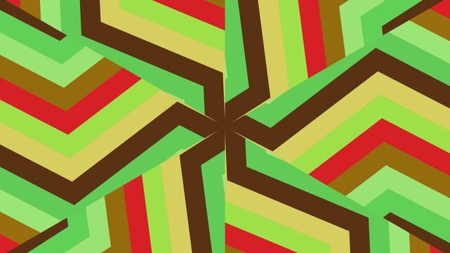 Green and Brown Angular Retro Geometric Abstract Background with Bold Symmetrical Stripes
