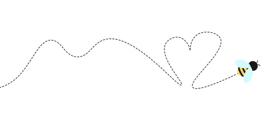 flying bee with heart shape line illustration cllipart © DimsArt