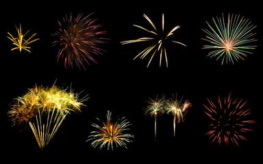 Fototapeta premium Colorful fireworks isolated on black background