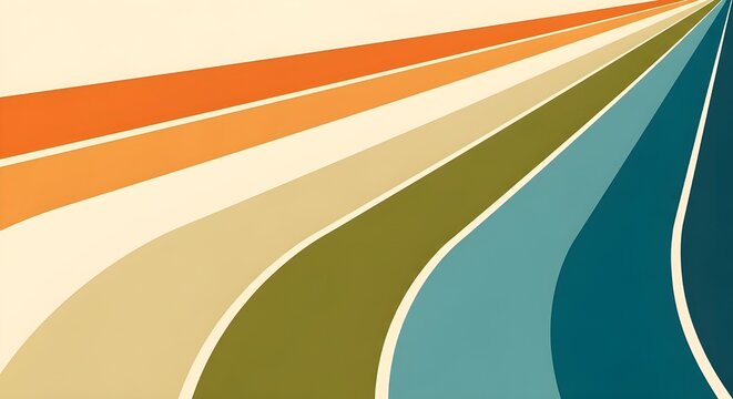 Fondo abstracto del maravilloso dise&ntilde;o de l&iacute;nea ondulada del arco iris en estilo retro hippie de los a&ntilde;os 70.
 Patr&oacute;n vectorial listo para usar para telas, textiles, envolturas y otros.
