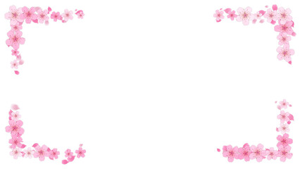 Spring Sakura Cherry Blossom Corner Border Frame Floral on transparent background,png nature pink petals and buds season and spring sale isolated social media design element