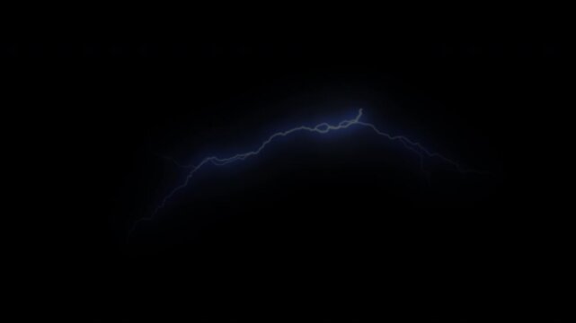 Dynamic Electrical Discharge Animation with Blue Lightning Bolt on Black Background.