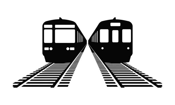 Subway trains on parallel tracks vector illustration depicting modern urban rail transport systems