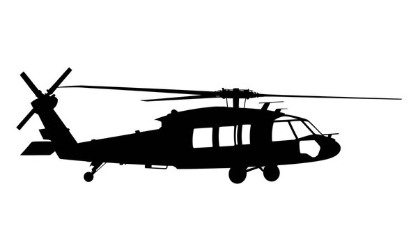 Helicopter icon black. vector illustration. military helicopter silhouette isolated on transparent background