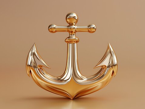 Golden Anchor: a symbol of stability, hope, and steadfastness shines with a lustrous, golden sheen, it represents grounding, security, and a maritime heritage.