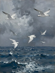Obraz premium Seabirds' Storm Flight