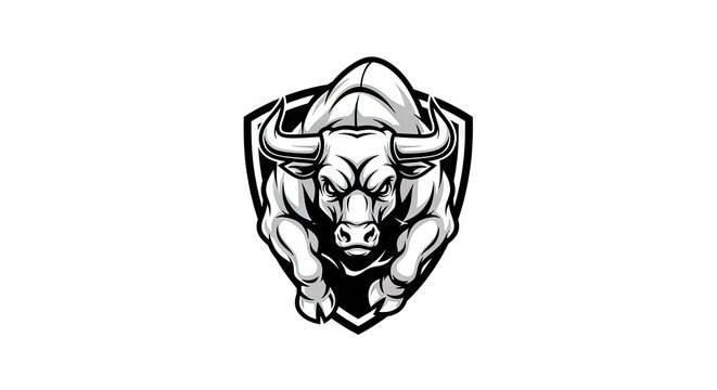 Bold bull icon strong animal emblem for business and branding